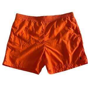 Polo Ralph Lauren Men's Orange Pony Swim Trunks Board Shorts Size XL Mesh Lined